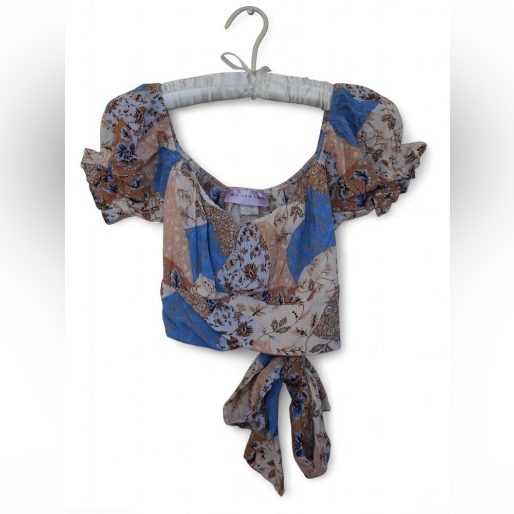 Floral Patchwork Puff Sleeve Blouse